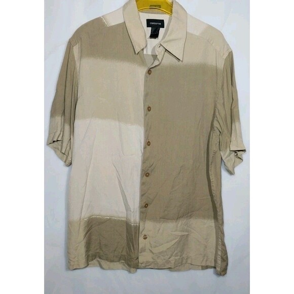 Claiborne Men's Shirt M Button Up 100% Silk Colorblock Luxurious Charlie Harper - Picture 1 of 9